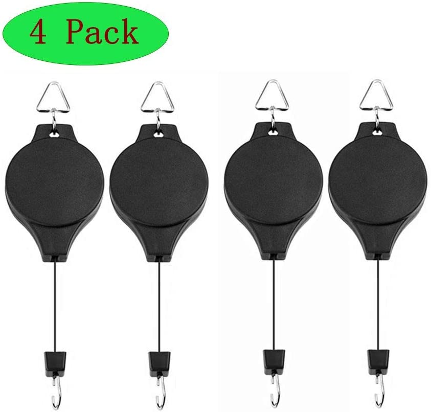 4 Pack Plant Hook Pulley, Retractable Plant Hanger Easy Reach Hanging Flower Basket