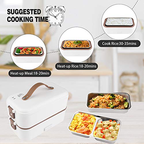 Self Cooking Electric Lunch Box, Mini Rice Cooker, 2 Layers Steamer, 800ML/110V (ONLY THE WALL PLUG)