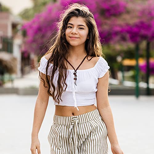 5 Pcs Leather Tribal Wolf Tooth Feather Pendant Sweater Chain Statement Necklace for Men Women