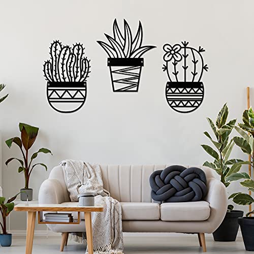 3 Pcs  Cactus Metal Wall Art Decoration