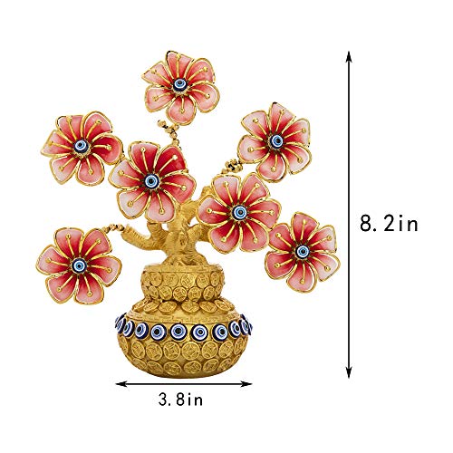 Turkish Evil Eye Flowers Tree / Golden Lucky Bag Ornament Decoration for Good Luck/Wealth