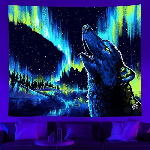 All-seeing eye fluorescent tapestry, omniscient eye, aurora color timberwolf blacklight tapestry,