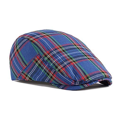 Men Adjustable Colorful Striped Plaid Ivy Newsboy Cabbie Gatsby Cotton Caps