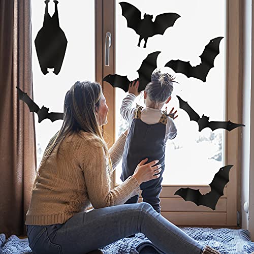 24pcs Halloween Black Large Hanging Bat Decoration Stickers for Halloween Party