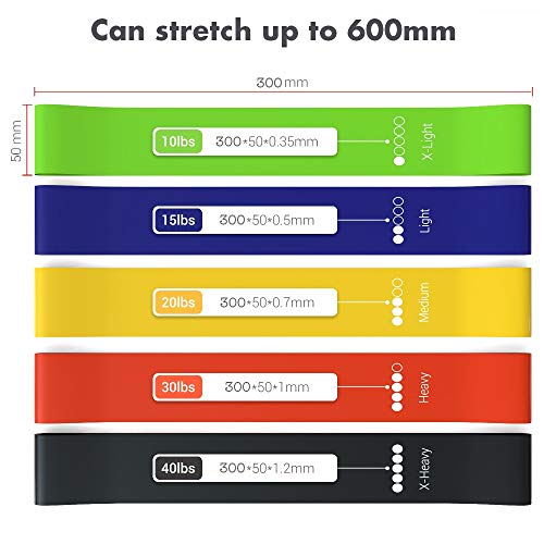 Pack of 5 Resistance Elastic Resistance Bands Set - Great Fitness Equipment for Home Gym, Training, Yoga