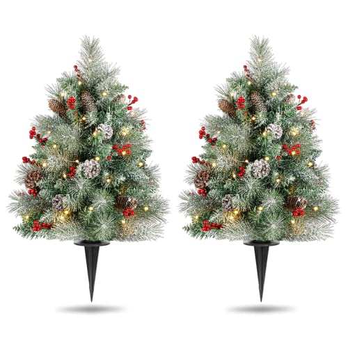 32 Inch Set of 2 Pre Li Christmas Tree DEcoration