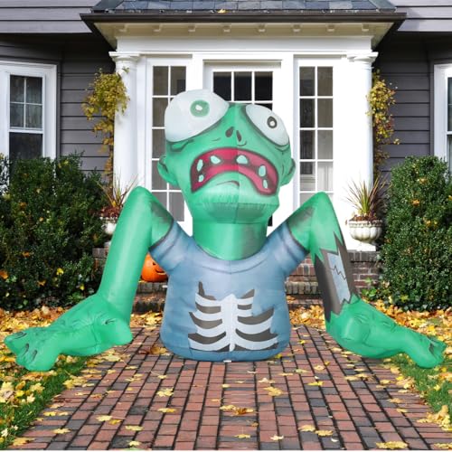 7.5 FT Halloween Inflatables Green Zomb Outdoor Decorations Yard w/ Built-in LEDs