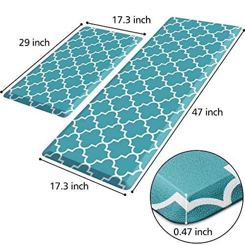 [2 PCS] Cushioned Anti-Fatigue Kitchen Rug, Waterproof Non-Slip