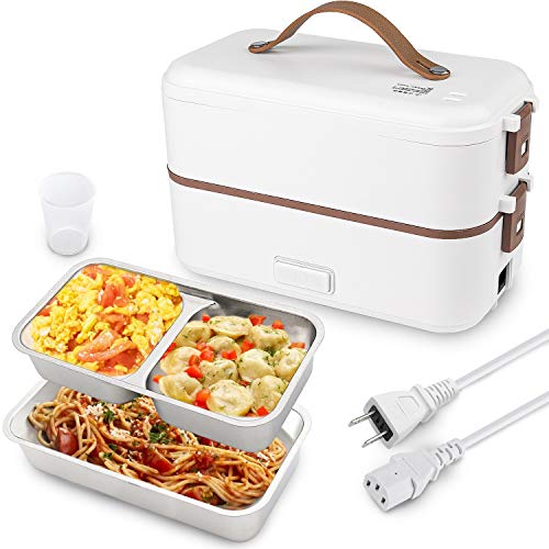 Self Cooking Electric Lunch Box, Mini Rice Cooker, 2 Layers Steamer, 800ML/110V (ONLY THE WALL PLUG)