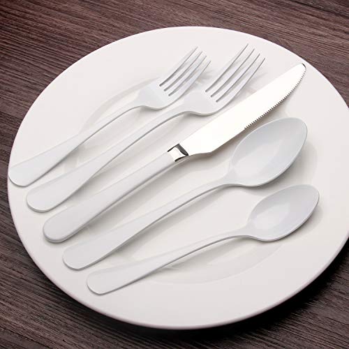 White Silverware Set, Bysta 20-Piece Stainless Steel Flatware Set, Kitchen  Utensil Set Service for 4, Tableware Cutlery Set for Home and Restaurant