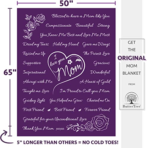 I Love You Mom Gift Blanket - Unique Mom Gifts for Valentines Day, Birthday, Mothers Day-60x 50"