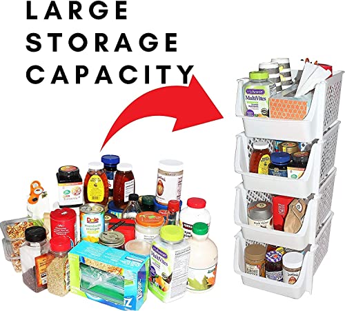 Plastic Stackable Storage Bins for Pantry - 4-Pack