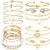 19pcs Multiple Layered Stackable Open Cuff Wrap Bangle Set