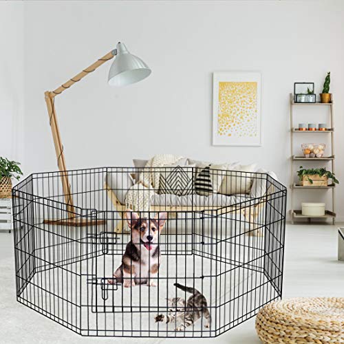 Dog/Cat Exercise Play Pen, Foldable Crate - 8 Panels 24 Inc