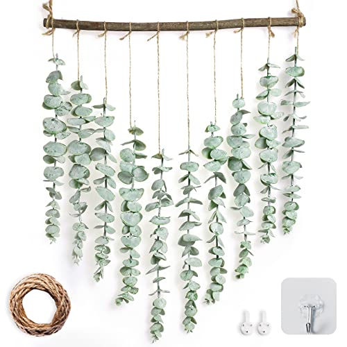 Bathroom Decor Artificial Eucalyptus Hanging Wall Decor - 22.7'' Fake Eucalyptus Greenery Leaves Stems Wall