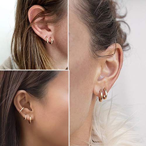 6 Pairs Gold Chunky Hoop Earrings Set for Women Hypoallergenic