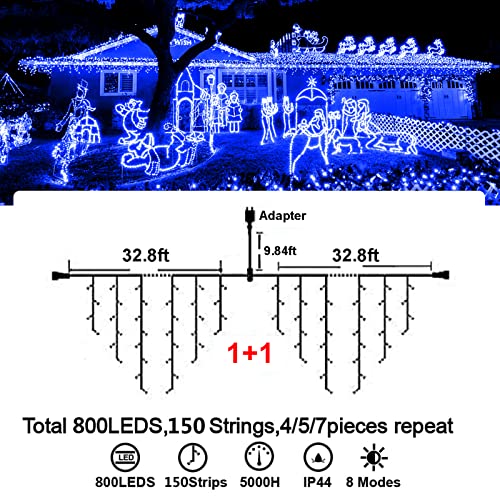 400 LED 32.8 FT 8 Modes 75 Drops Fairy String Curtain Lights for Christmas Decor