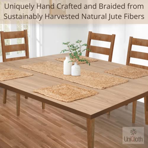 Farmhouse Jute Burlap Braided Table Runner 36 Inches Long - 13x36 Natural Jute Braided Table Runner