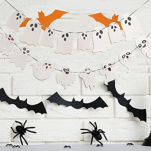 2 Pack White Halloween Hanging Ghost Banner Garland for Haunted House