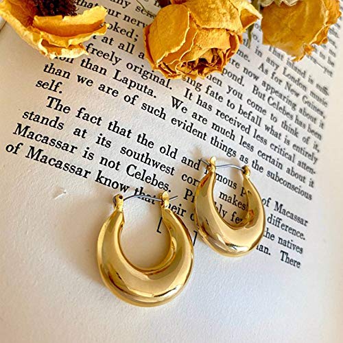 6 Pairs Gold Chunky Hoop Earrings Set for Women Hypoallergenic