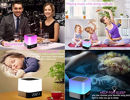 Bluetooth Speaker Night Lights, w/ Alarm Clock & MP3 Player, Touch Control