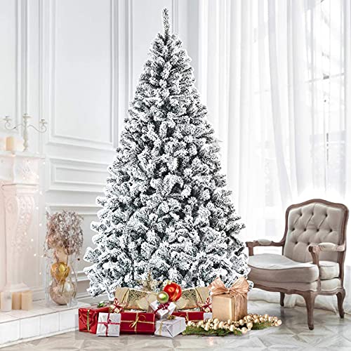 Artificial Christmas, Premium PVC Xmas Full, Flocked Snow Pine Tree with Solid Metal Stand, Ideal for Indoor and Outdoor (6FT),
