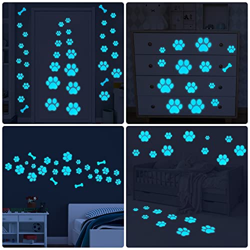 Dog Paw Print Stickers Glow in The Dark Wall Decoration