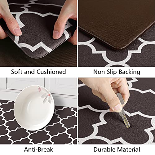 [2 PCS] Cushioned Anti-Fatigue Kitchen Rug, Waterproof Non-Slip