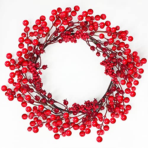 16" Red Berry Christmas Wreath Decoration