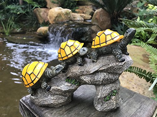 Solar Powered Turtles on Log Garden Accent Decor