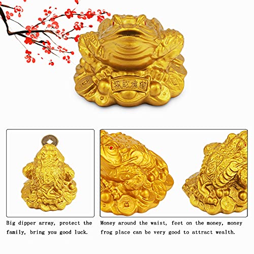 3 Pieces Feng Shui Money Frog Knot Lucky Coins Feng Shui Brass Wu Lou Coin Keychain