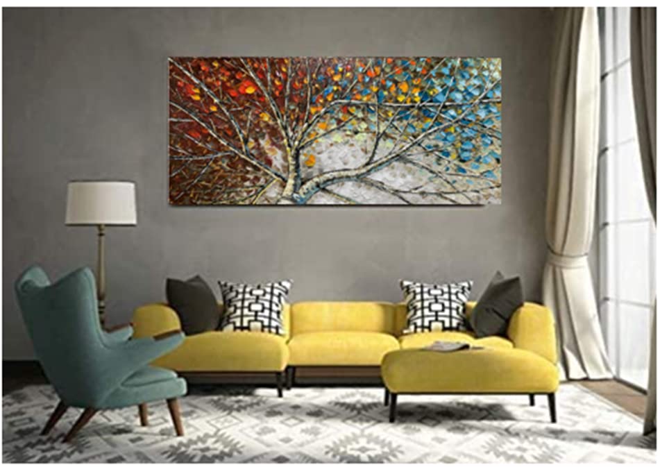 Modern Stunning Flourish Tree Painting, 24x 48 inch- 100% Hand Painted