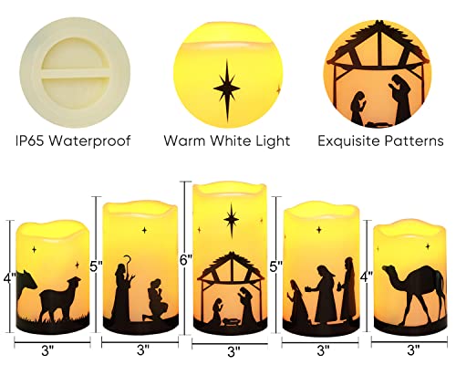 Flameless Christmas Nativity Scene Candles- Battery Operated