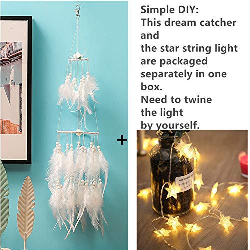 Double Circle Feather Dream Catcher w/ Mobile LED Fairy Lights Wall Ornaments