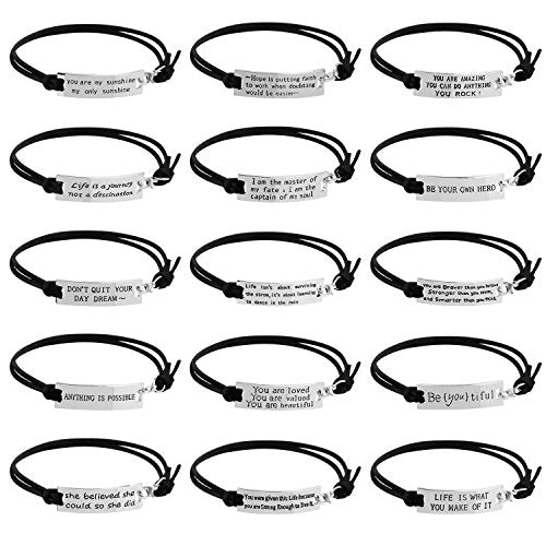 Pack of 15 Inspirational Bracelets Gifts for Women