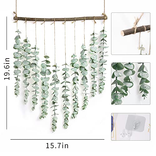 Bathroom Decor Artificial Eucalyptus Hanging Wall Decor - 22.7'' Fake Eucalyptus Greenery Leaves Stems Wall