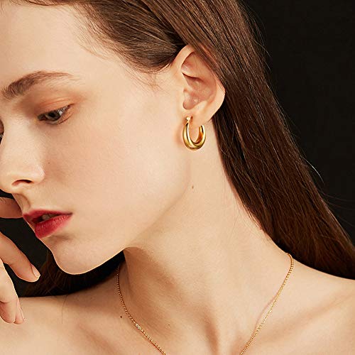 6 Pairs Gold Chunky Hoop Earrings Set for Women Hypoallergenic