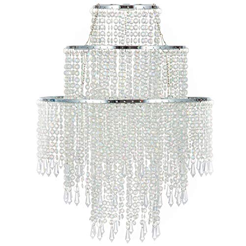 3 Tier Acrylic Chandelier Shade, Ceiling Light w/ Crystal Beads 12.6 inches Diameter