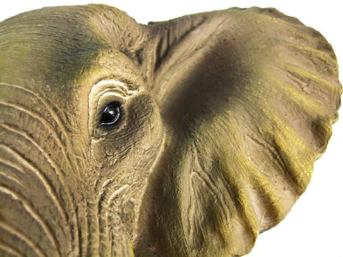 African Elephant Head Mount Wall Statue Mini Bust 9 in.