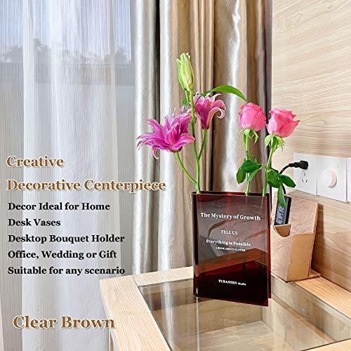 Book Vase for Flowers, Acrylic Clear Book Flower Vase, A Book About Flowers Vase, Unique Home/Bedroom