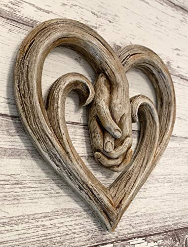 Heart Holding Hands Wall Decoration - Faux Wood Finish