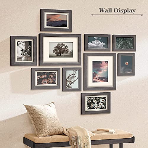 Gallery Wall Picture Frame Set - 10 pcs Family Picture Frames w/ Glass & Mat