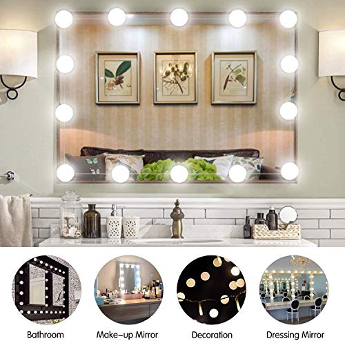 DIY Hollywood Lighted Makeup Vanity Mirror with Dimmable Lights, Vanity Lights for Mirror, Stick on LED Mirror Light Kit for Vanity Set, Plug in