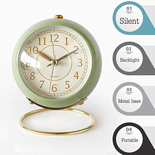 Classic Silent Non-Ticking Analog Alarm Clock Battery Operated w/ Backlight