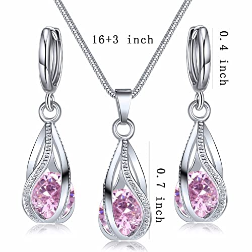 Silver Jewelry Sets for women  Crystal Bridal Accessories Necklace Earrings