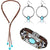 Women Bohemian Necklace, Braided Leather Wristbands Bracelets & Earring Set