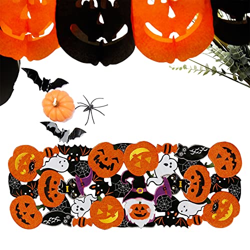 Embroidered Black Round Placemats 15 Inches, Thanksgiving Fall Pumpkins Table Decorations