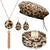 4 Pieces Women Leopard Jewelry Set French Beret Hat Leopard Leather Bracelet Earring Necklace