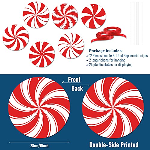 12 Pieces Christmas Peppermint Yard Stakes Decoration