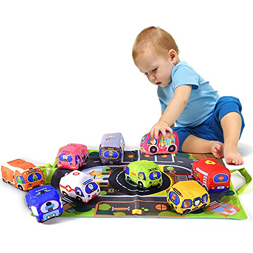 Soft Car Toy Set w/ Play Mat for Baby & Toddlers Toys